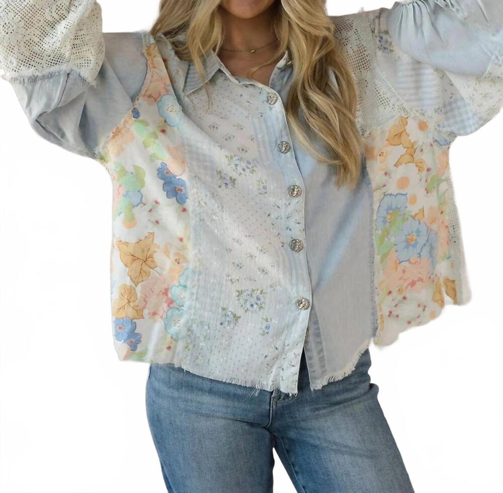 NEW POL gina patchwork jacket in denim